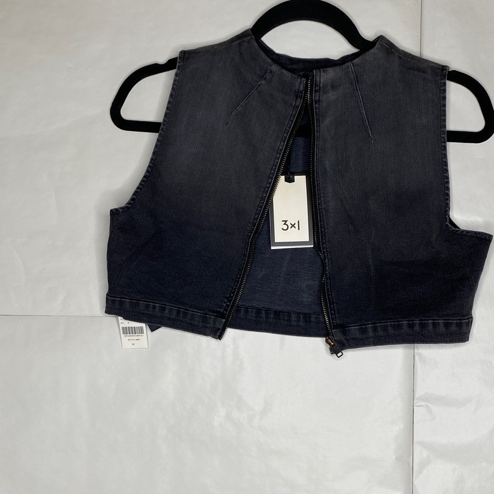 3x1 Black Denim Cropped Vest